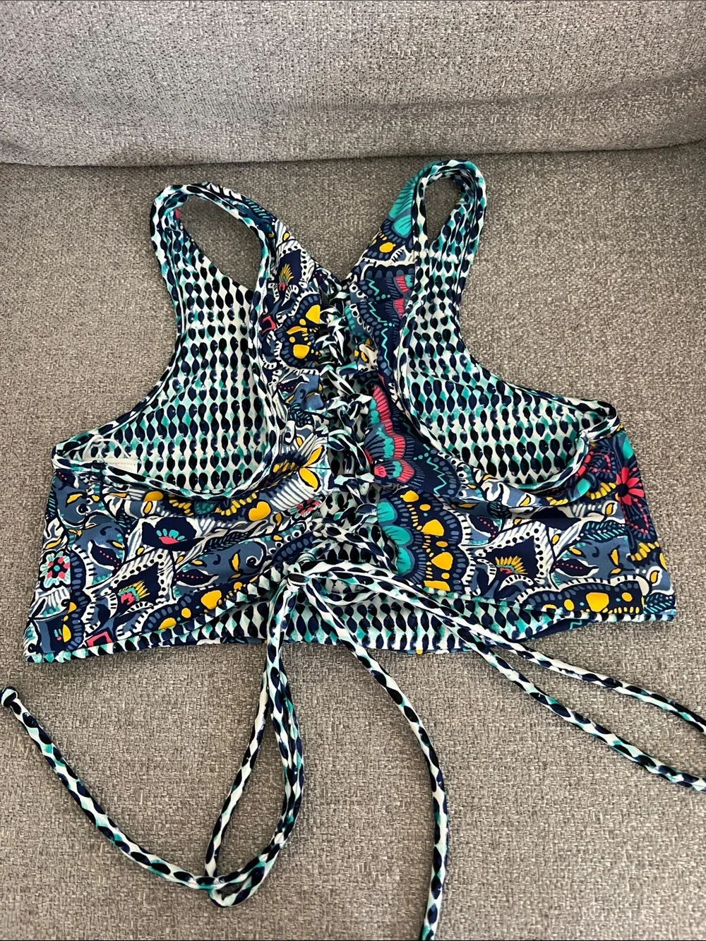 Body Glove Navy Floral High-Neck Reversible Bikini Set - Picture 2 of 6
